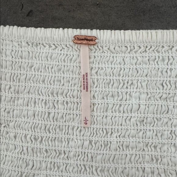 Free People Leave It To Me Babydoll Top Cotton in Ivory Square Neckline Size L - Picture 7 of 12
